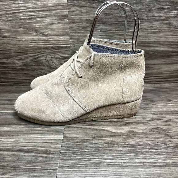 TOMS Desert Beige Suede Wedge Ankle Booties Women's Shoes Size‎ 4 - Picture 3 of 8